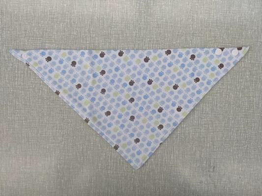 Stock item: 100% cotton double layer 3-pack printed baby triangle bibs, stock baby cotton bibs