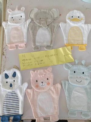 Stock item: Cotton baby wash mitt, terry cloth wash mitt, embroidery washing mitt baby, 1600 pcs in total