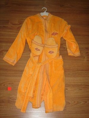 100% cotton velour woven terry adult hooded robe with slippers